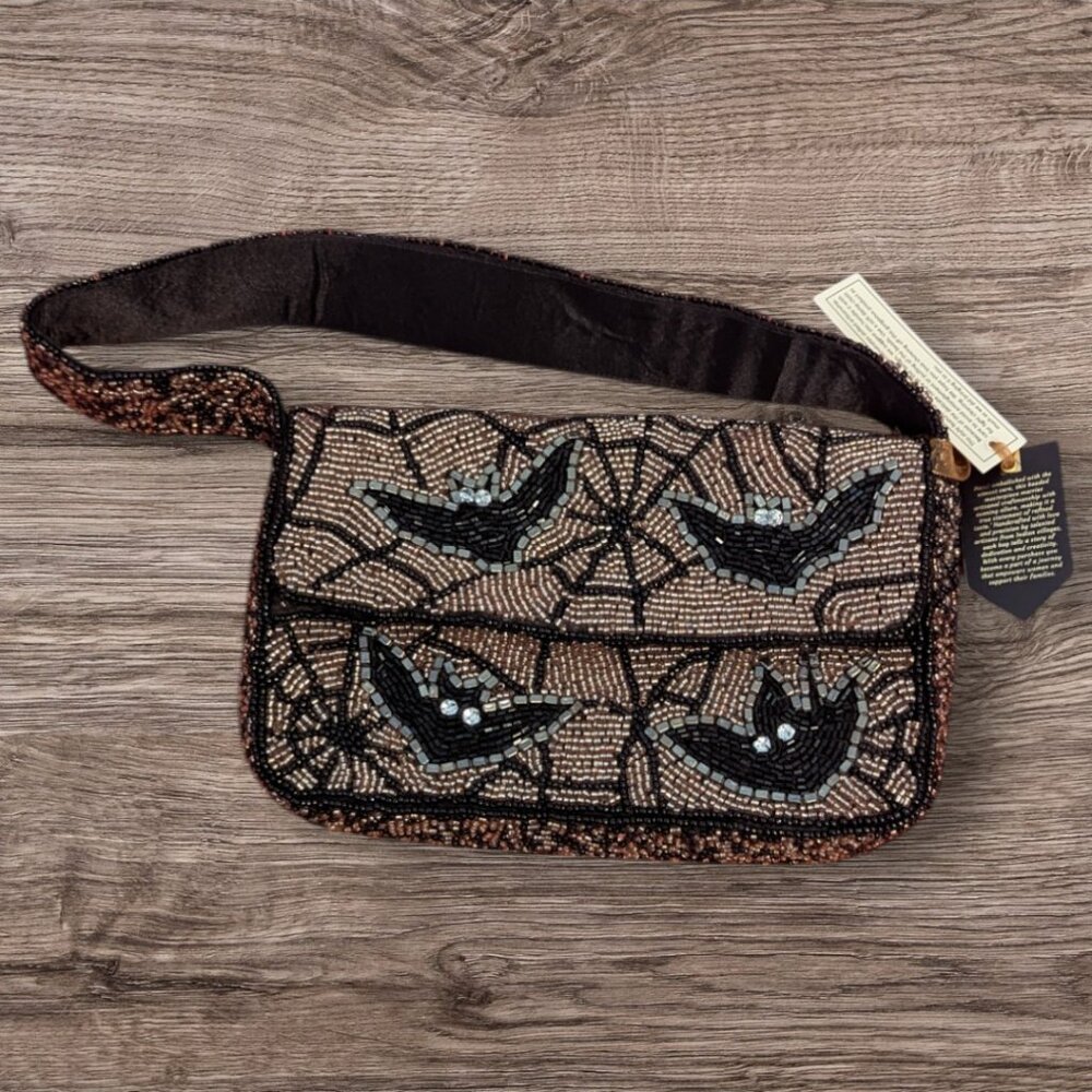 NWT VIRAL Beaded Bat & Spider Web Bag TJ MAXX